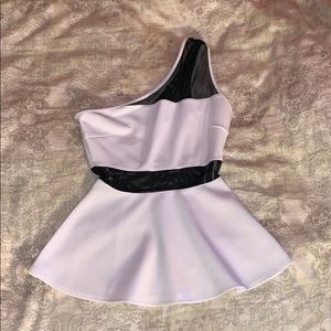 Guess 1 shoulder mesh peplum top